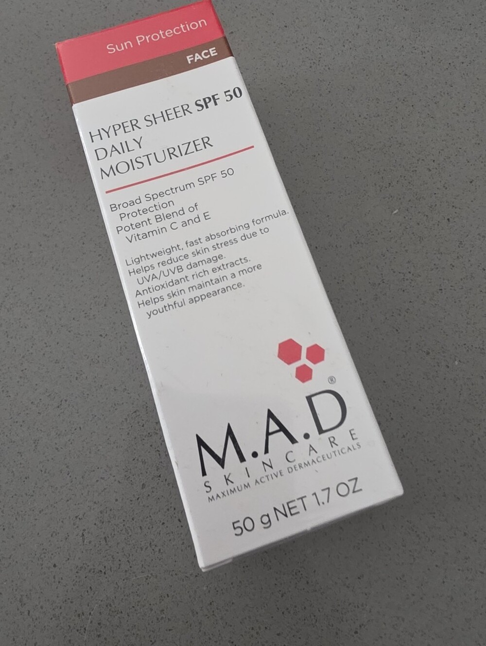 M.A.D. Skincare Hyper Sheer SPF 50 Daily Moisturizer - NIB 1.7oz